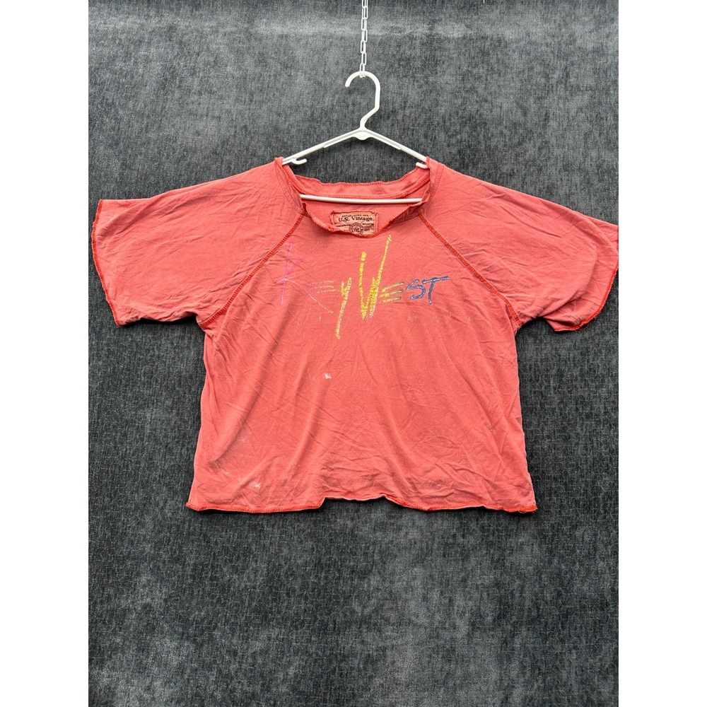 U.S Vintage T‎ Shirt Womens L/XL Pink Cotton Contrast Stitch Key West Florida